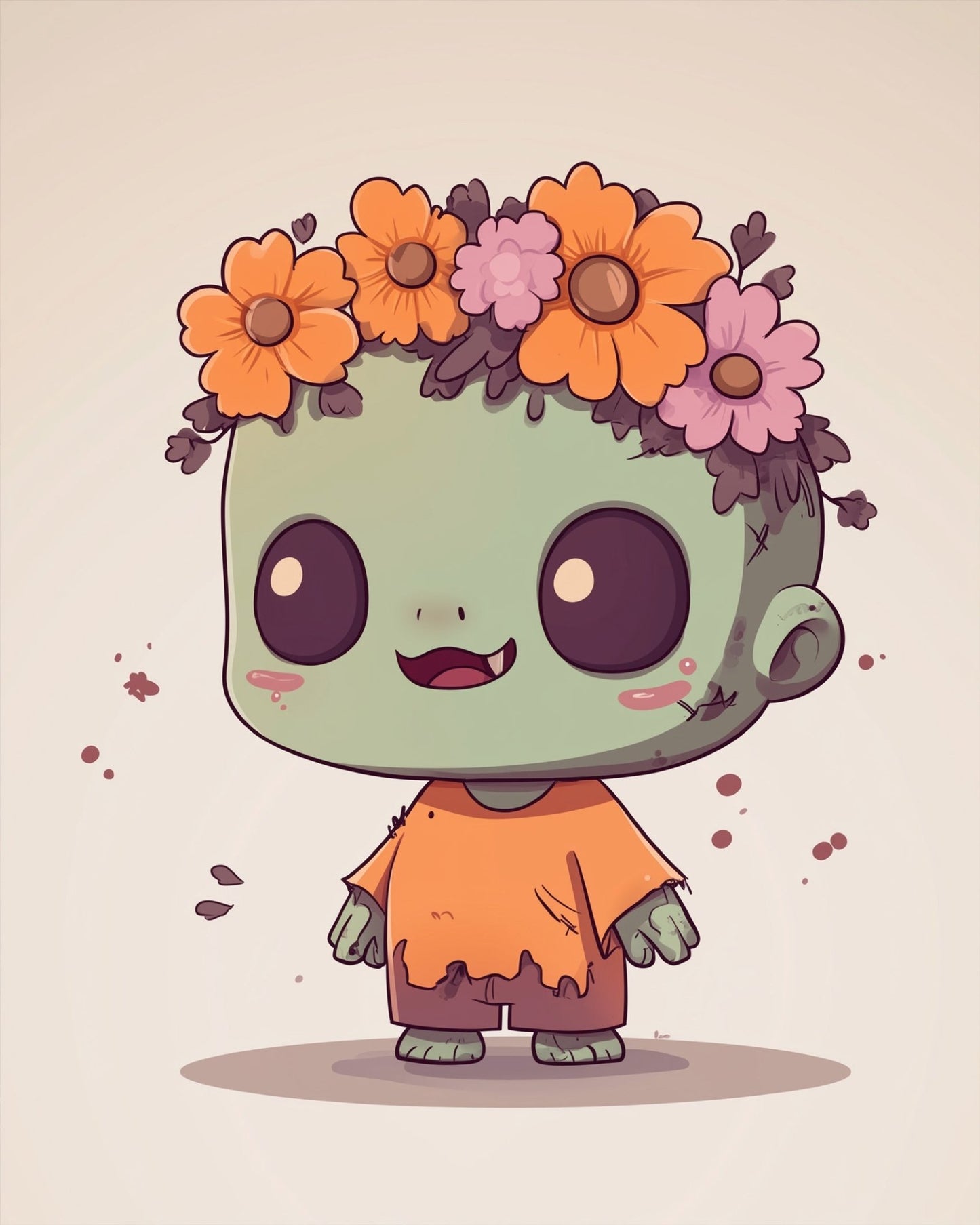 Cute Zombie with Flowers - Halloween - miicreative
