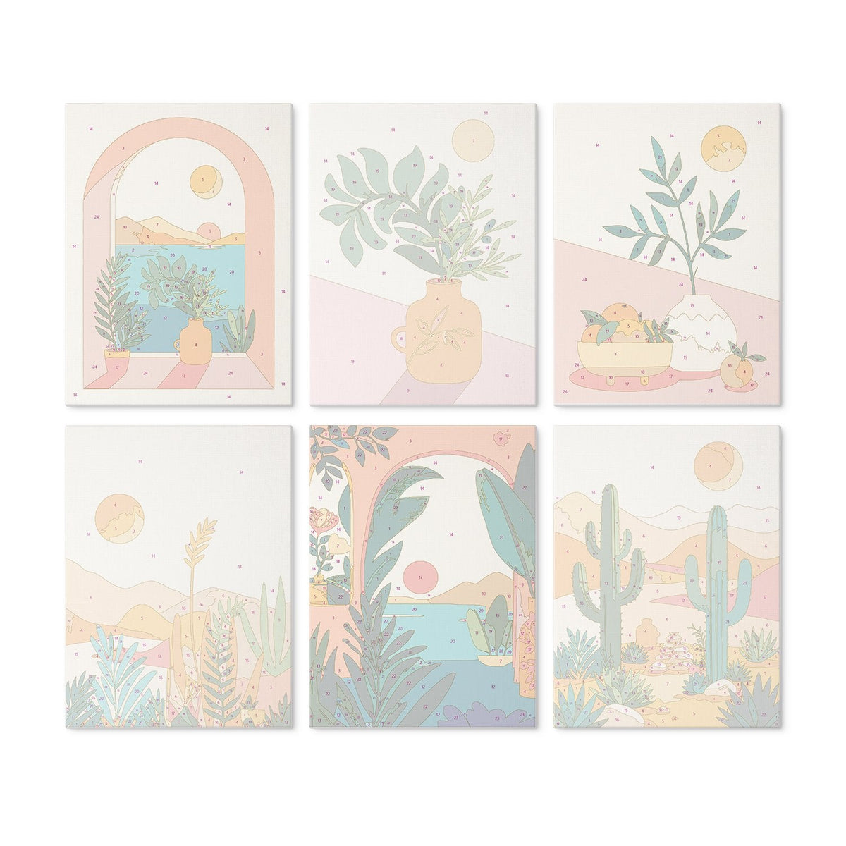 Desert Botanicals – Set of 6 Mini Paintings - miicreative