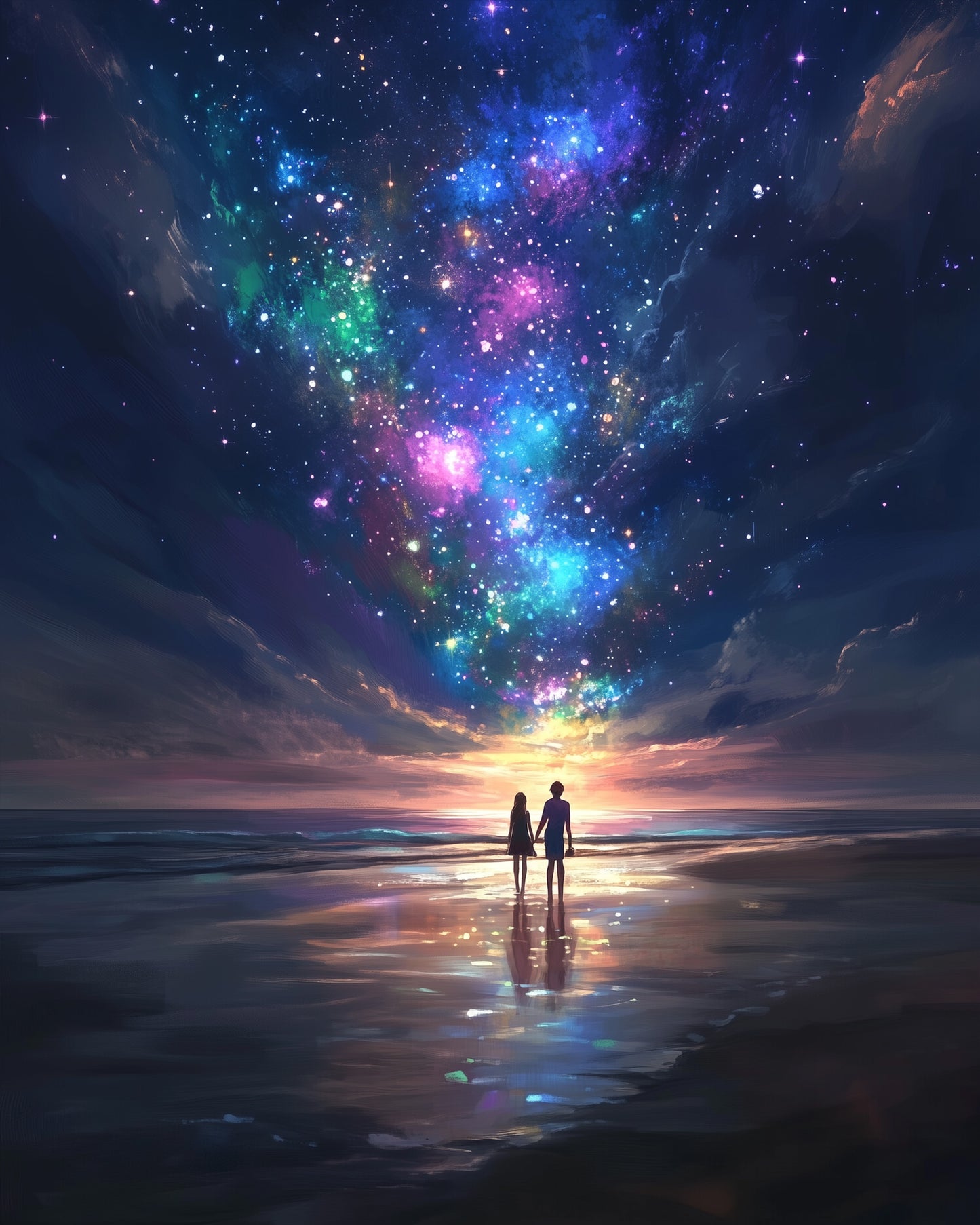 miicreative's stunning galaxy beach scene for relaxation and meditation. Perfect for mindfulness with our paint by numbers fixed kit.