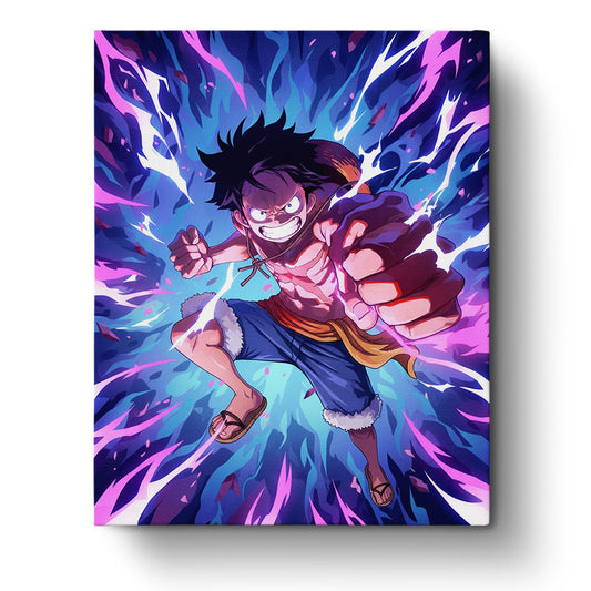 Luffy Power Surge by miicreative capturing Luffy from One Piece, showcasing vibrant energy and excitement. Embrace mindfulness and focus with this kit.