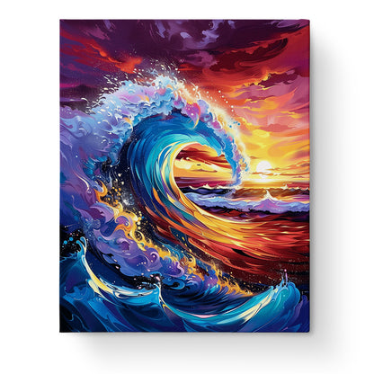 Vibrant Ocean Wave by miicreative depicting a colorful sea landscape at sunset. Feel the focus and mindfulness as you paint this stunning wave scene.