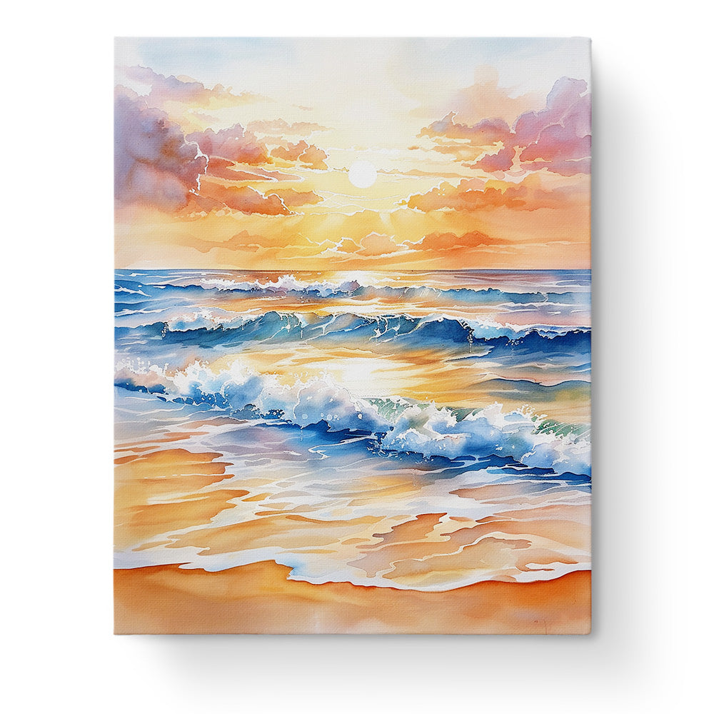 Tranquil Ocean Sunset by miicreative, capturing calming waves and vibrant skies, promoting mindfulness through painting.