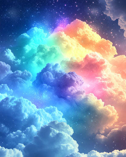 Paint colorful ethereal clouds with the miicreative kit. Enhance focus and peace with this galaxy-inspired paint by numbers fixed kit.