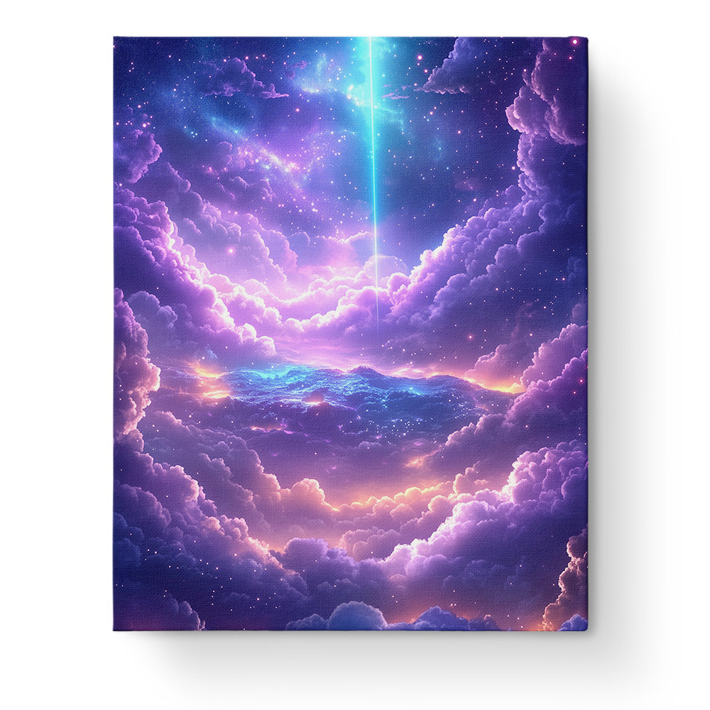 Celestial Dreams by miicreative. A cosmic scene with glowing clouds and vibrant colors. Perfect for mindfulness and focus while painting.