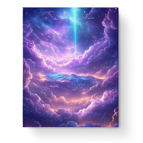 Celestial Dreams by miicreative. A cosmic scene with glowing clouds and vibrant colors. Perfect for mindfulness and focus while painting.