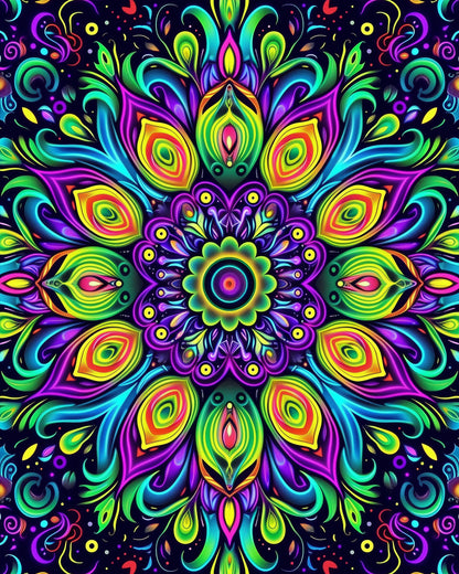 Vibrant Harmony Mandalas by miicreative, showcasing a colorful and intricate mandala design with vibrant blues, greens, and purples that inspire mindfulness and creativity.