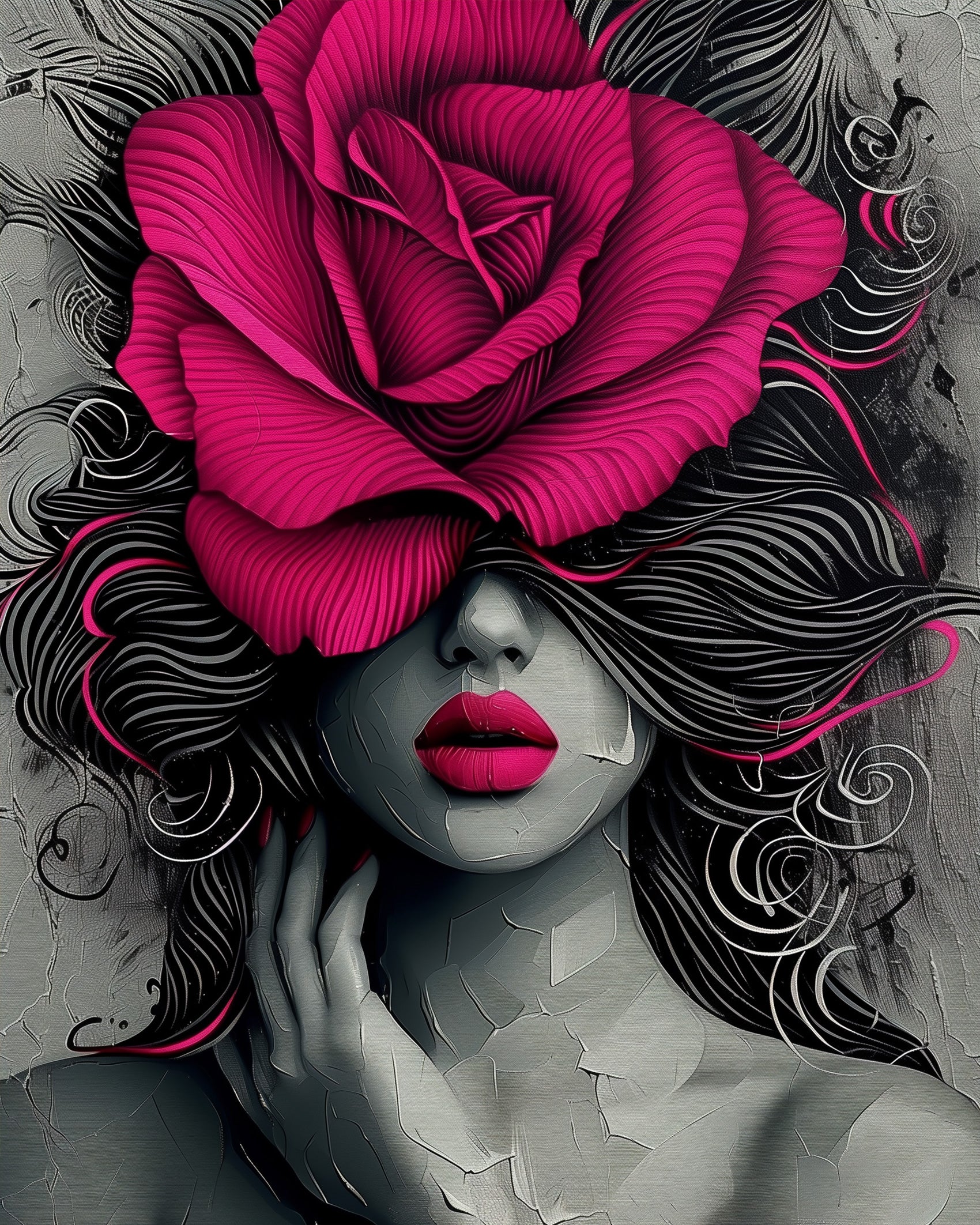 miicreative's Bold Rose Fantasy - Floral Women kit offers a unique blend of bold colors and intricate details, perfect for mindfulness and relaxation.