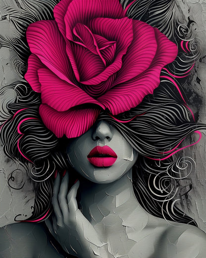 miicreative's Bold Rose Fantasy - Floral Women kit offers a unique blend of bold colors and intricate details, perfect for mindfulness and relaxation.