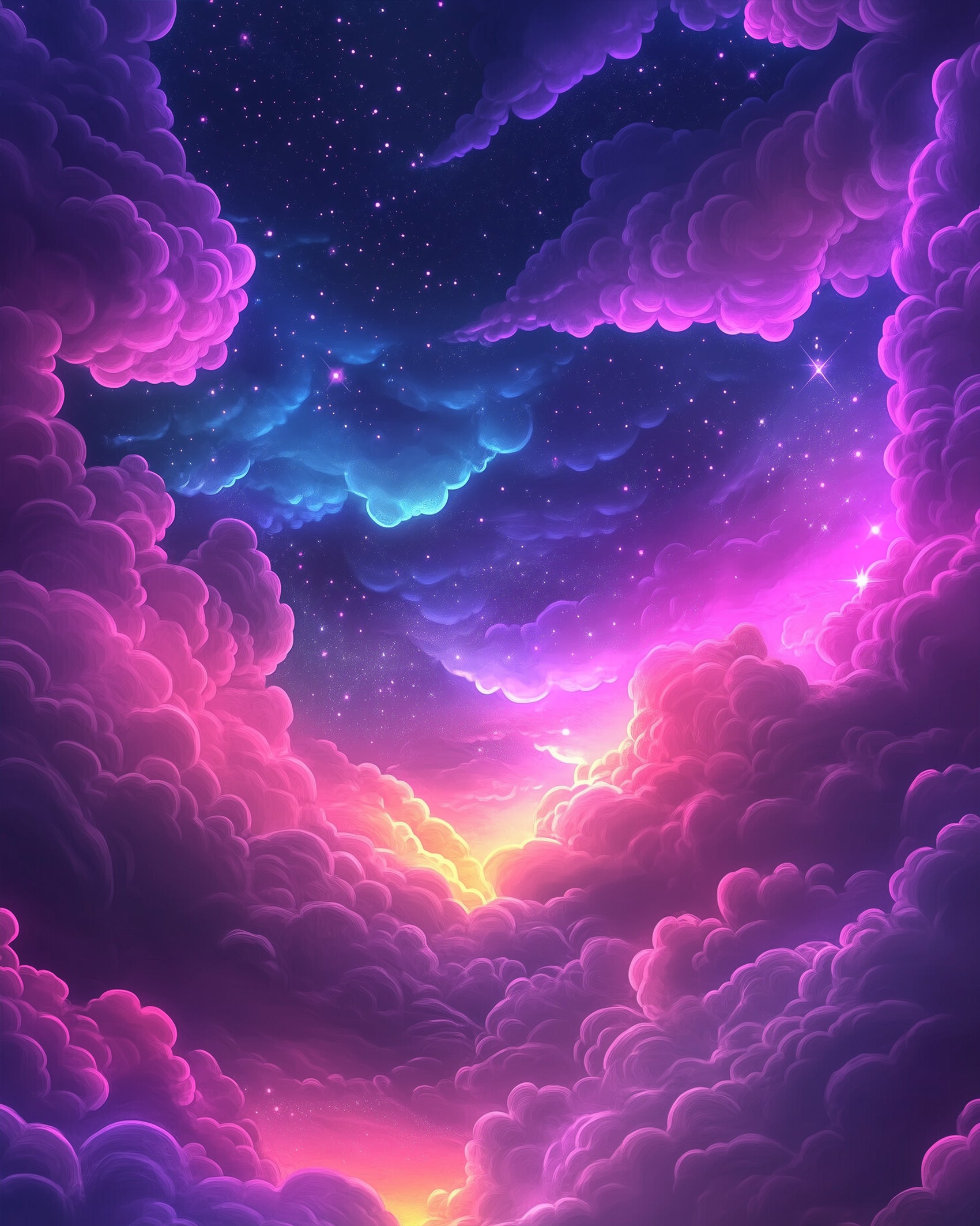 Create focus with miicreative's Celestial Cloudscape kit, featuring vibrant clouds and stars in a serene galaxy scene. Perfect for mindfulness.