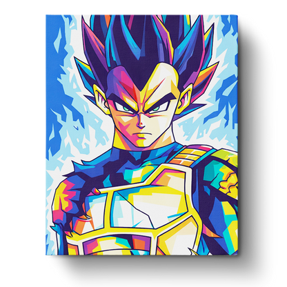 Vegeta from Dragon Ball in a vibrant pose by miicreative. Capture mindfulness and focus through a unique painting experience.
