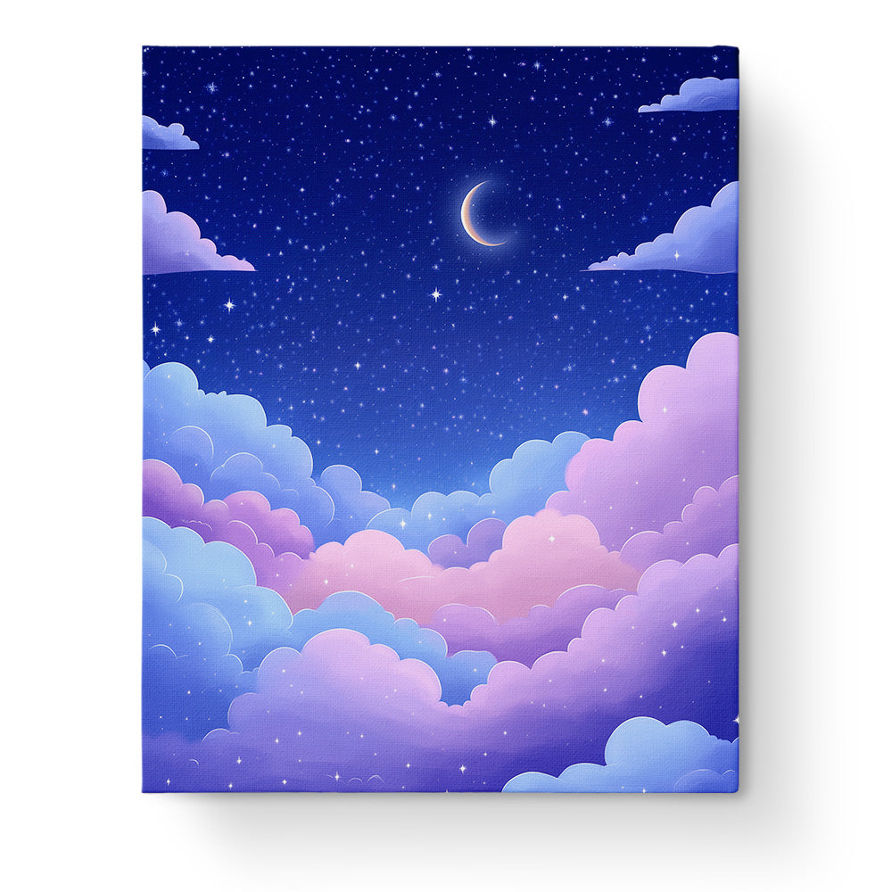 Celestial Night Sky from miicreative, depicting a serene, starry night sky with dreamy clouds, perfect for mindfulness and focus in painting.