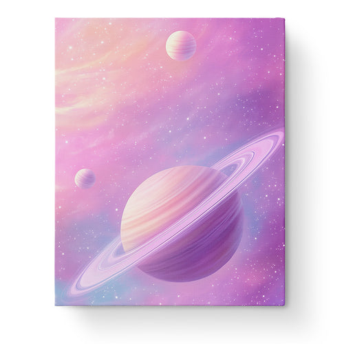 Ethereal Saturn by miicreative. A calming paint by numbers kit depicting Saturn against a dreamy galaxy. Perfect for mindfulness and focus.