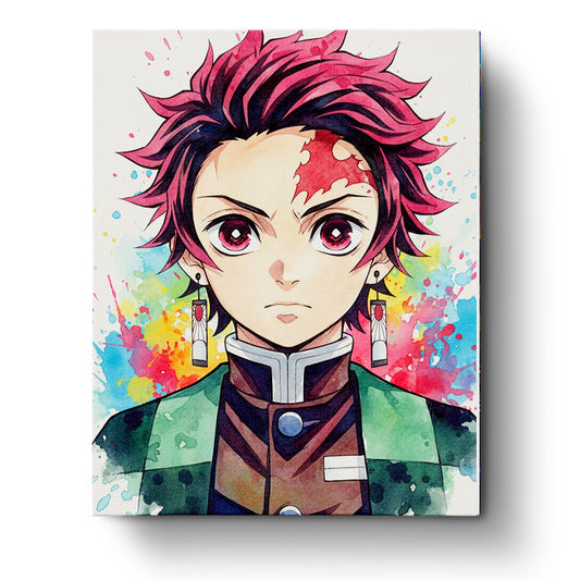 Tanjiro Intense Focus painting kit by miicreative. Capture the determination of Demon Slayer character in vibrant colors. Enhance mindfulness and focus.