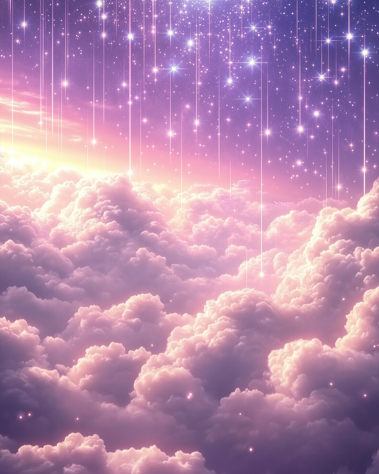 miicreative presents a dreamy galaxy scene with vibrant stars and fluffy clouds, ideal for stress relief and focus.