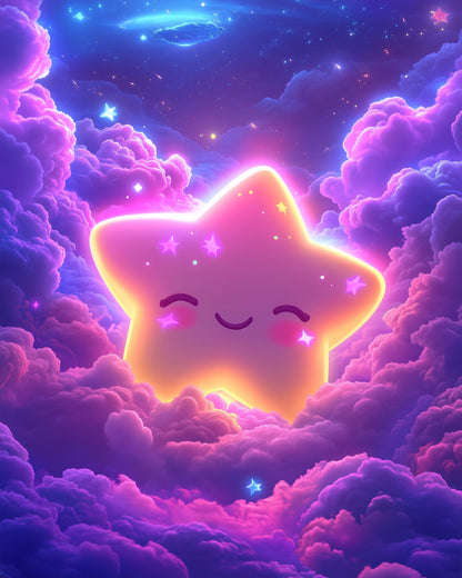 miicreative's celestial star scene with vibrant clouds, perfect for mindfulness and creativity. Engage in painting that brings cosmic calm.