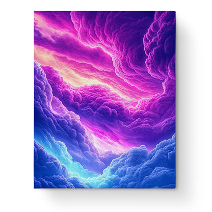 Colorful Cloudscape Serenity by miicreative showcases vivid clouds in pink, purple, and blue hues. Perfect for mindfulness and stress relief.