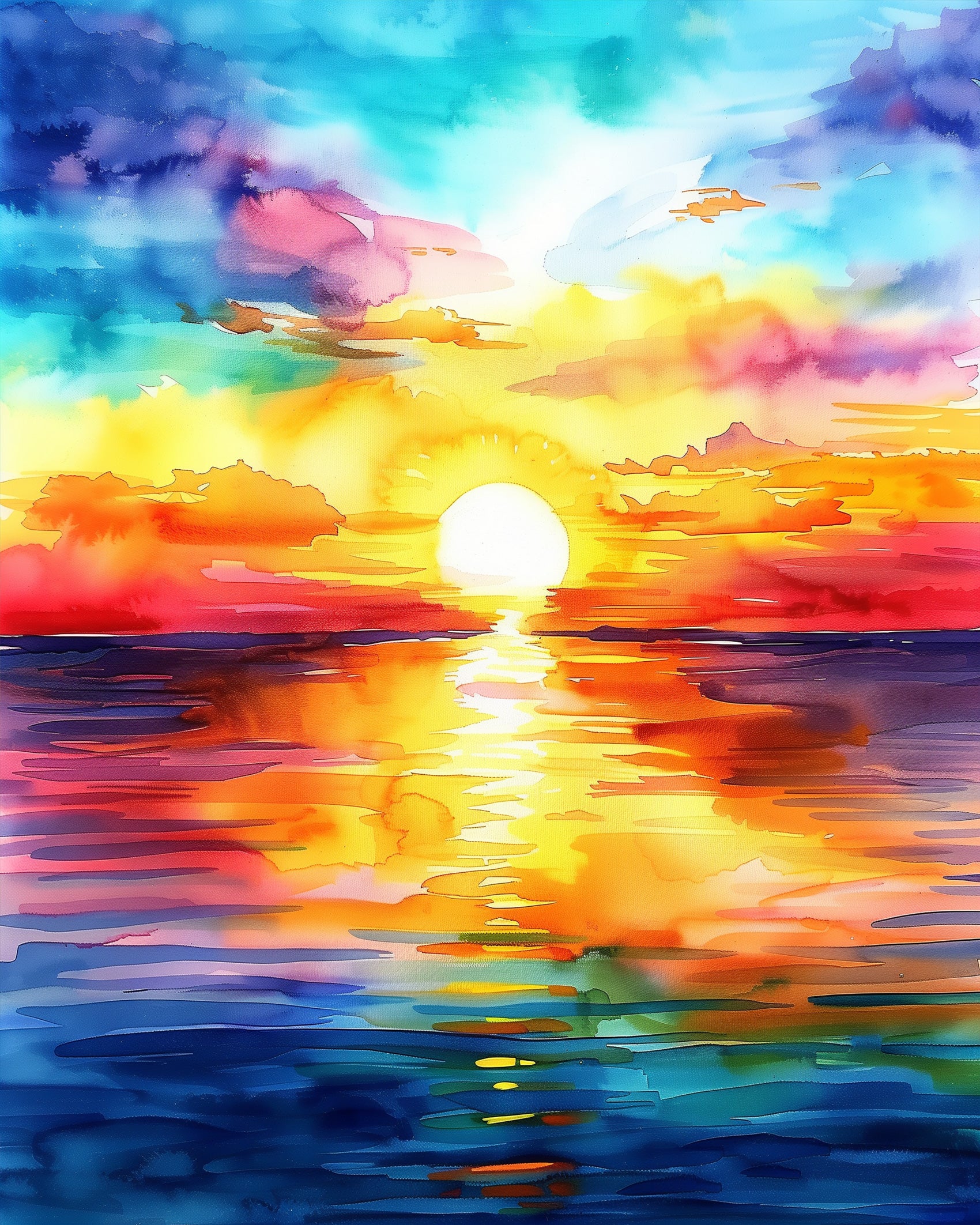 miicreative's sunset over the sea evokes peace and focus through bold colors and serene landscape, perfect for mindfulness.