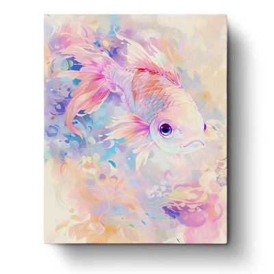 A beautiful koi fish surrounded by swirling pastel colors, part of the Vibrant Koi Serenity - Abstract Animals series by miicreative, emphasizing mindfulness and creativity.