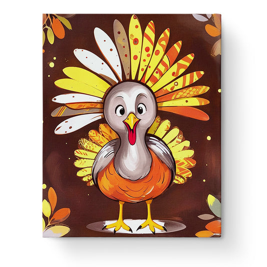 A cheerful turkey illustration as part of the Colorful Turkey Delight - Kids by miicreative. Features vibrant feathers and promotes mindfulness and creativity.
