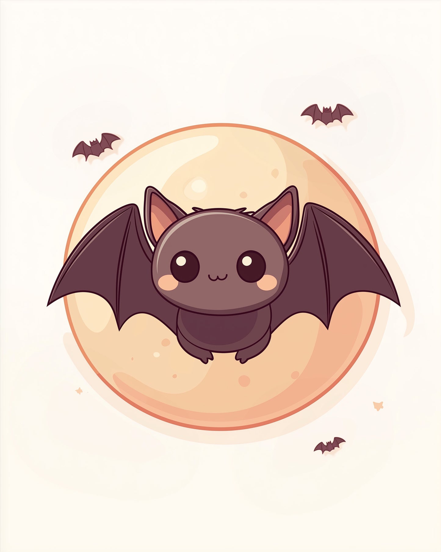 Charming bat under a full moon with the product Cute Bat in Moonlight - Halloween by miicreative, ideal for stress relief and creative exploration.