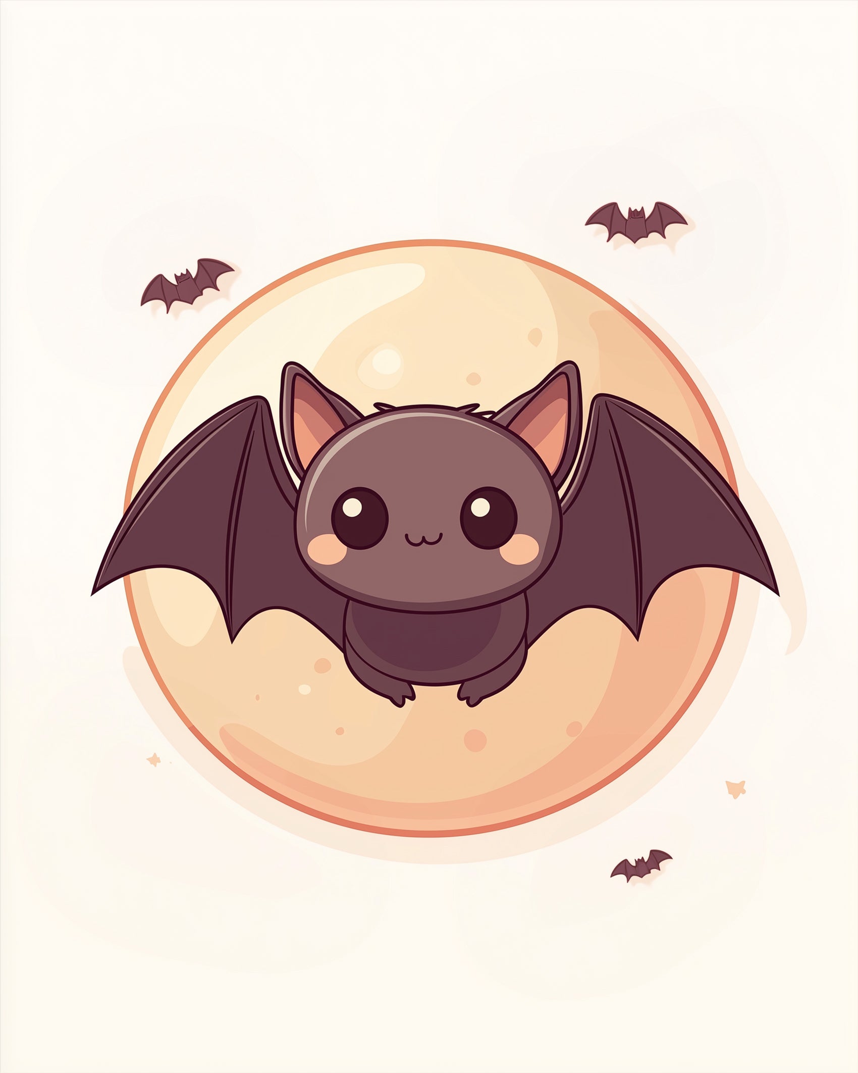 Charming bat under a full moon with the product Cute Bat in Moonlight - Halloween by miicreative, ideal for stress relief and creative exploration.
