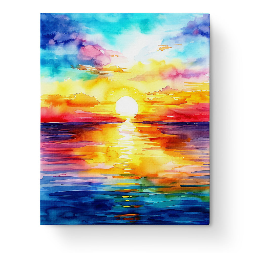 Radiant Sunset Reflection by miicreative with vibrant hues captured in a sea landscape painting, offering a calming and mindful painting experience.