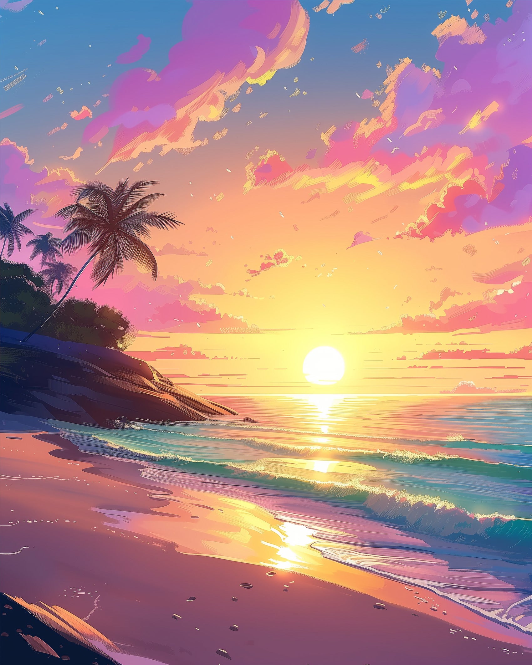 miicreative's Sunset Serenity paint by numbers kit features a serene ocean view and glowing skies, perfect for focus and relaxation.