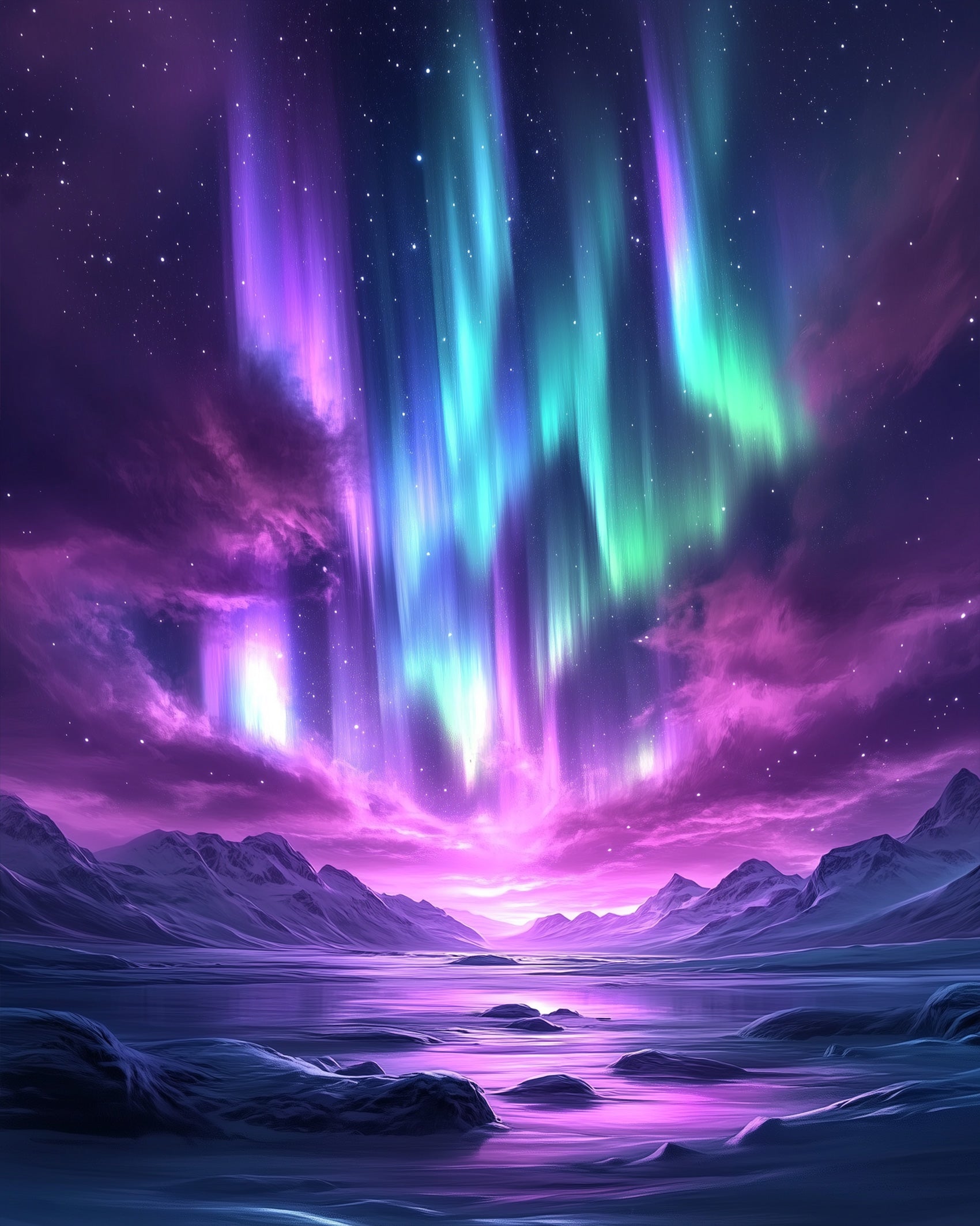 Experience the calm of miicreative's Aurora Borealis kit, featuring stunning northern lights over a tranquil landscape. Ideal for stress relief.