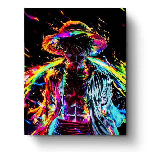Luffy Vibrant Aura by miicreative, showcasing a colorful dynamic scene. Embrace the mindfulness of painting with One Piece's Luffy.