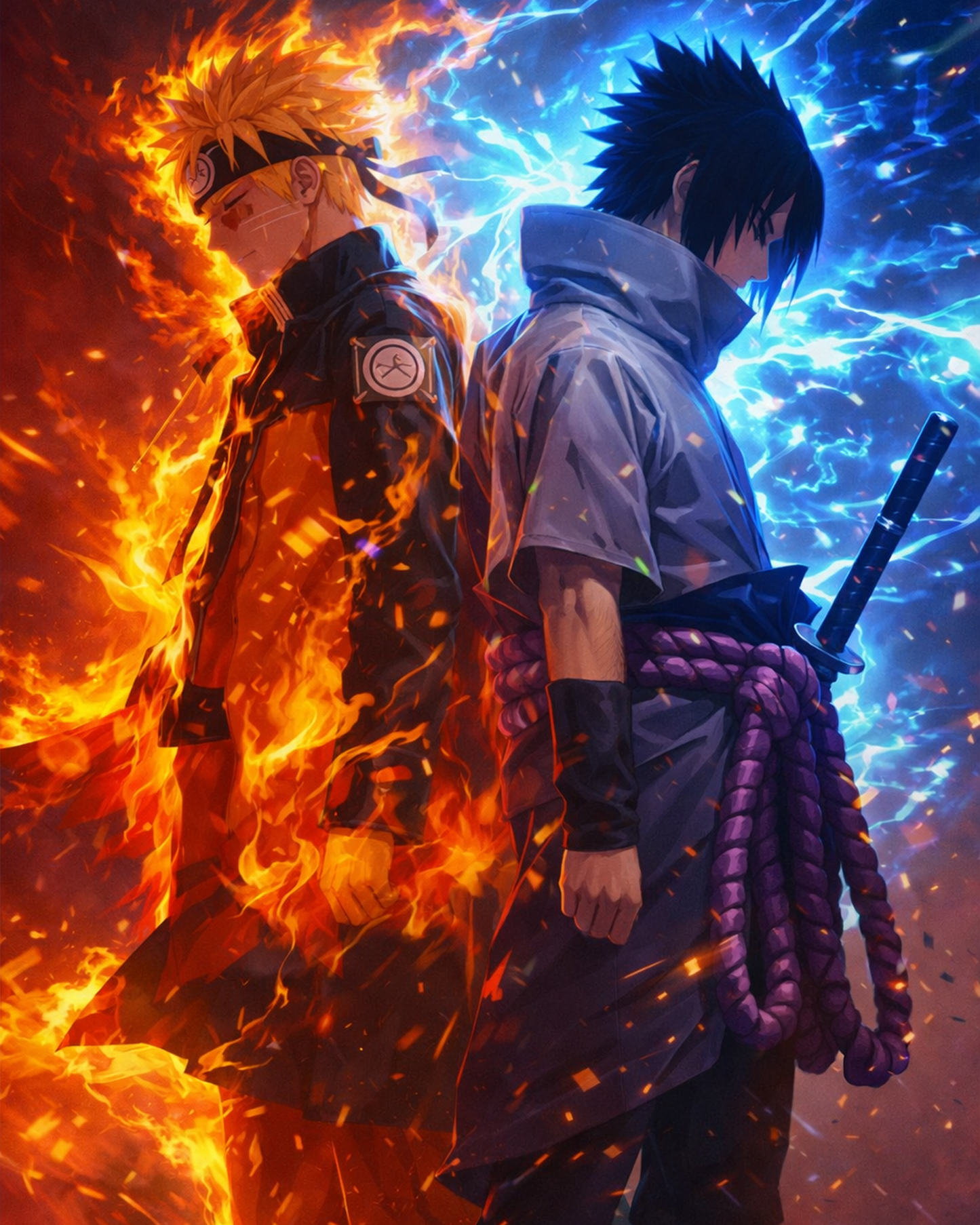 Miicreative's Naruto and Sasuke kit captures iconic anime scene. Perfect for focus and creativity via paint by numbers experience.