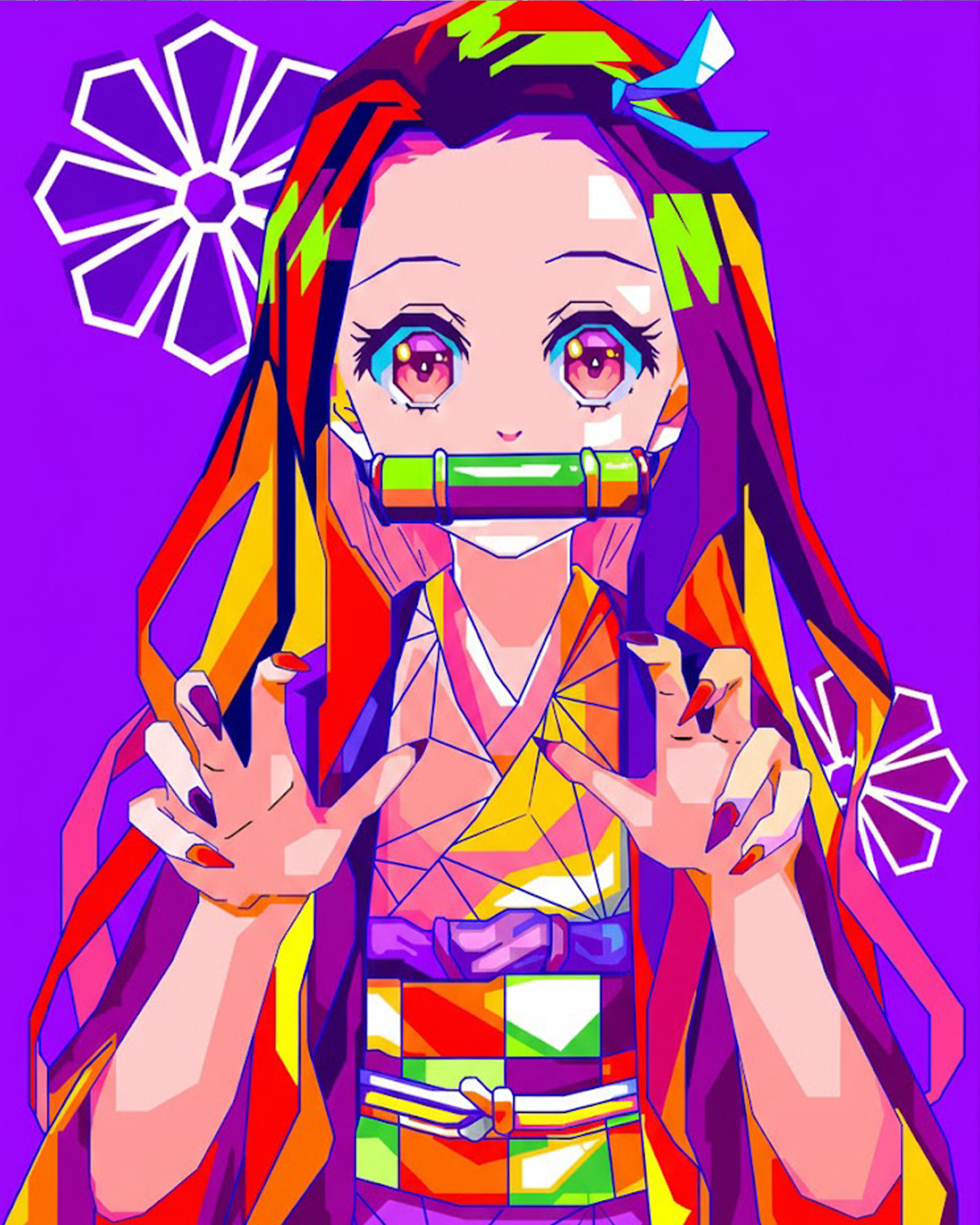 Anime character Nezuko Kamado, miicreative product providing a serene painting journey with bold colors, enhancing focus and relaxation.
