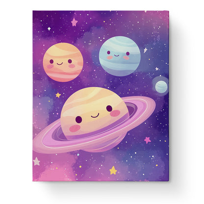 Happy Planets - miicreative features adorable planets with smiles in a galaxy. Relax and focus as you paint these cheerful, celestial bodies.