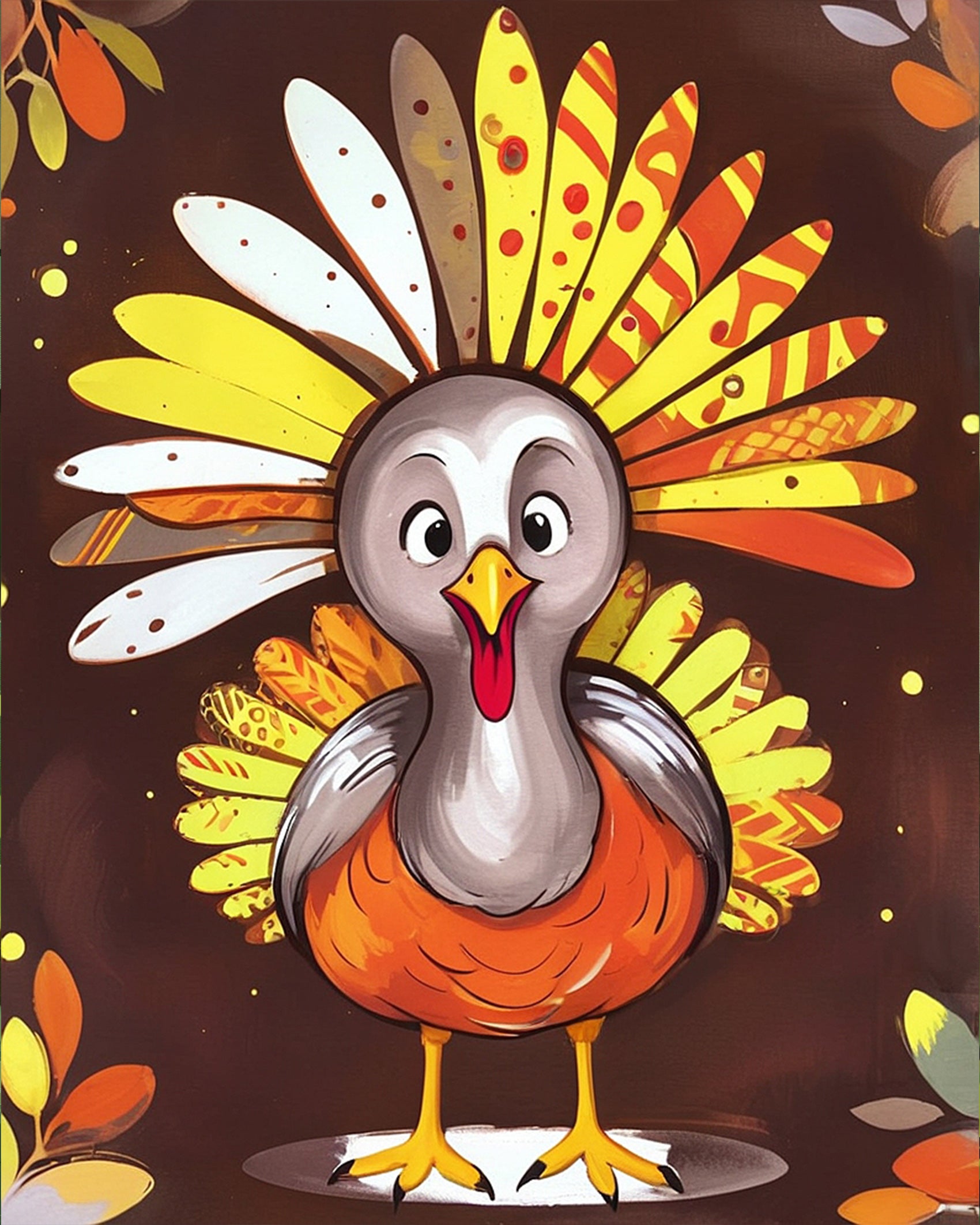 Paint a joyful turkey with miicreative's Colorful Turkey Delight - Kids. Enhance creativity and enjoy a relaxing painting experience with vibrant colors.