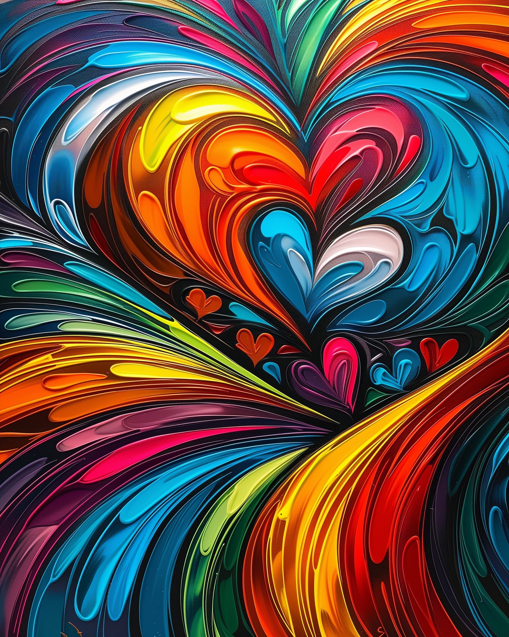 Vibrant Heartful Whirlwind design featuring swirling colorful heart patterns, captured in the Heartful Whirlwind - Meditation kit by miicreative. Perfect for mindfulness and creativity enhancement.