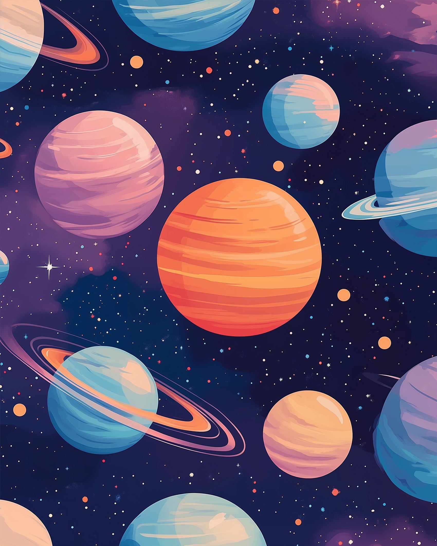 Discover miicreative's Celestial Wonders. Dive into a galaxy with planets and stars. Perfect for stress relief and creative focus.