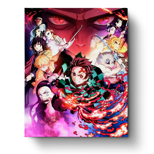 Demon Slayer Epic Battle painting kit, featuring Tanjiro Kamado from the anime series. miicreative offers this kit for focus and mindfulness through painting.