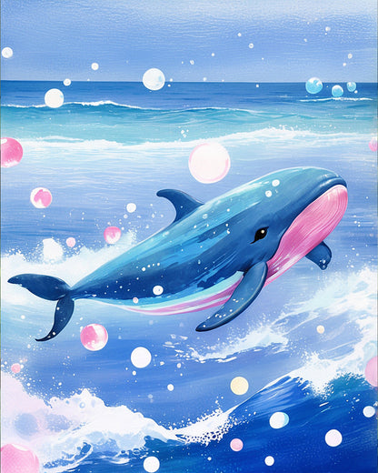 miicreative Ocean Adventure Whale kit showcases a vibrant ocean scene with a whale and bubbles, inviting relaxation and artistic expression for kids.