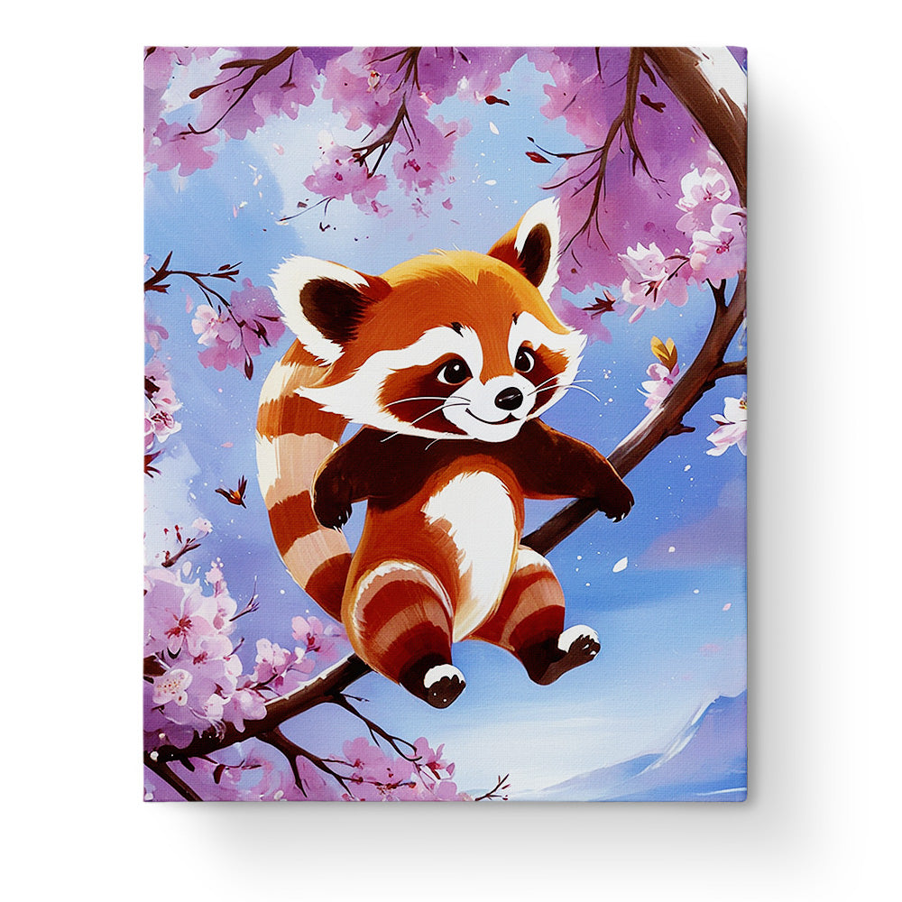 Cheerful Panda Blossom - Kids by miicreative. A cute panda nestled among vibrant cherry blossoms, perfect for inspiring mindfulness and creativity.