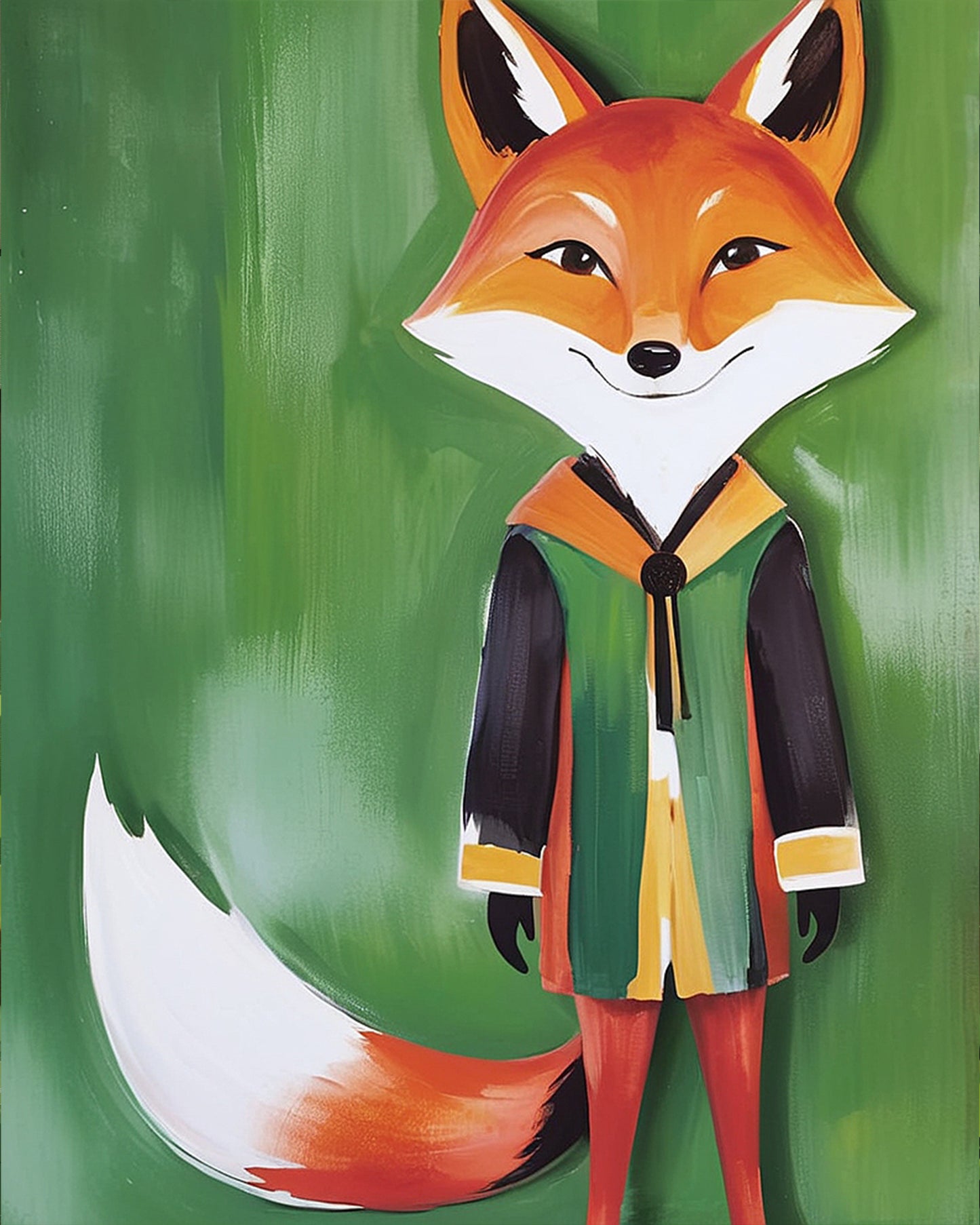 Miicreative's Friendly Fox Painting - Kids. Bright fox in a green setting, ideal for inspiring creativity and a mindful painting experience.