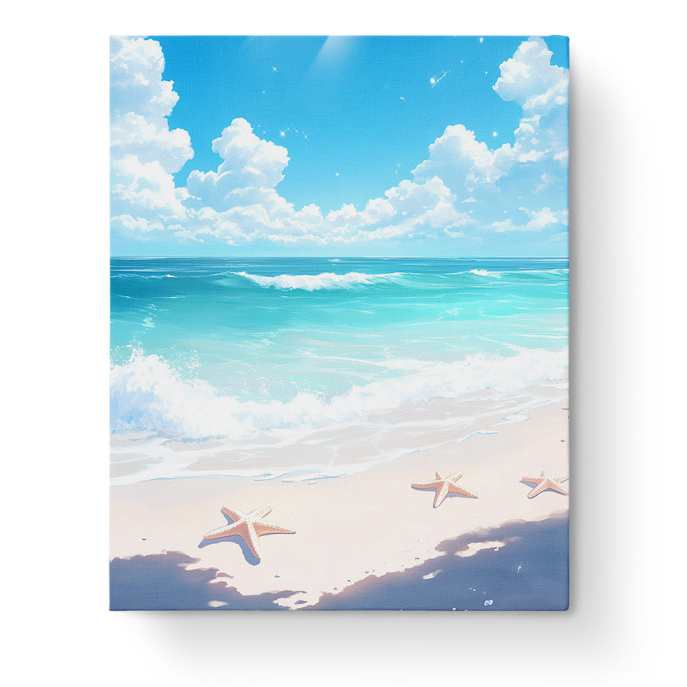 Tranquil Beach Waves paint by numbers kit from miicreative captures a peaceful sea landscape with a focus on mindfulness and relaxation.