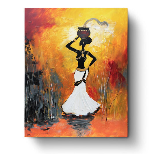Elegant African Lady with Water Pot - miicreative