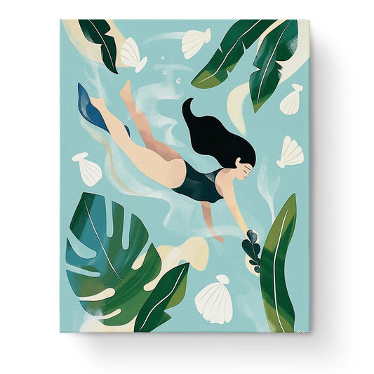 Elegant Diver in Nature - Minimalistic - miicreative