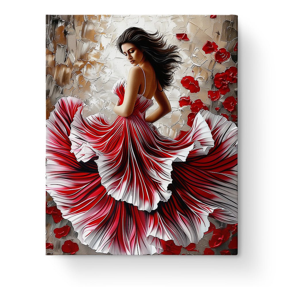 Elegant Red Dress - Floral Women - miicreative