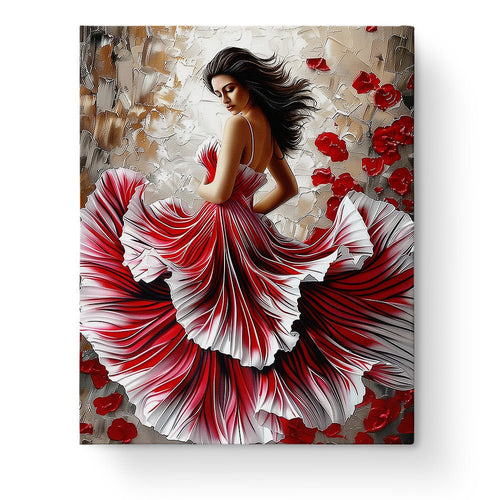 Elegant Red Dress - Floral Women - miicreative