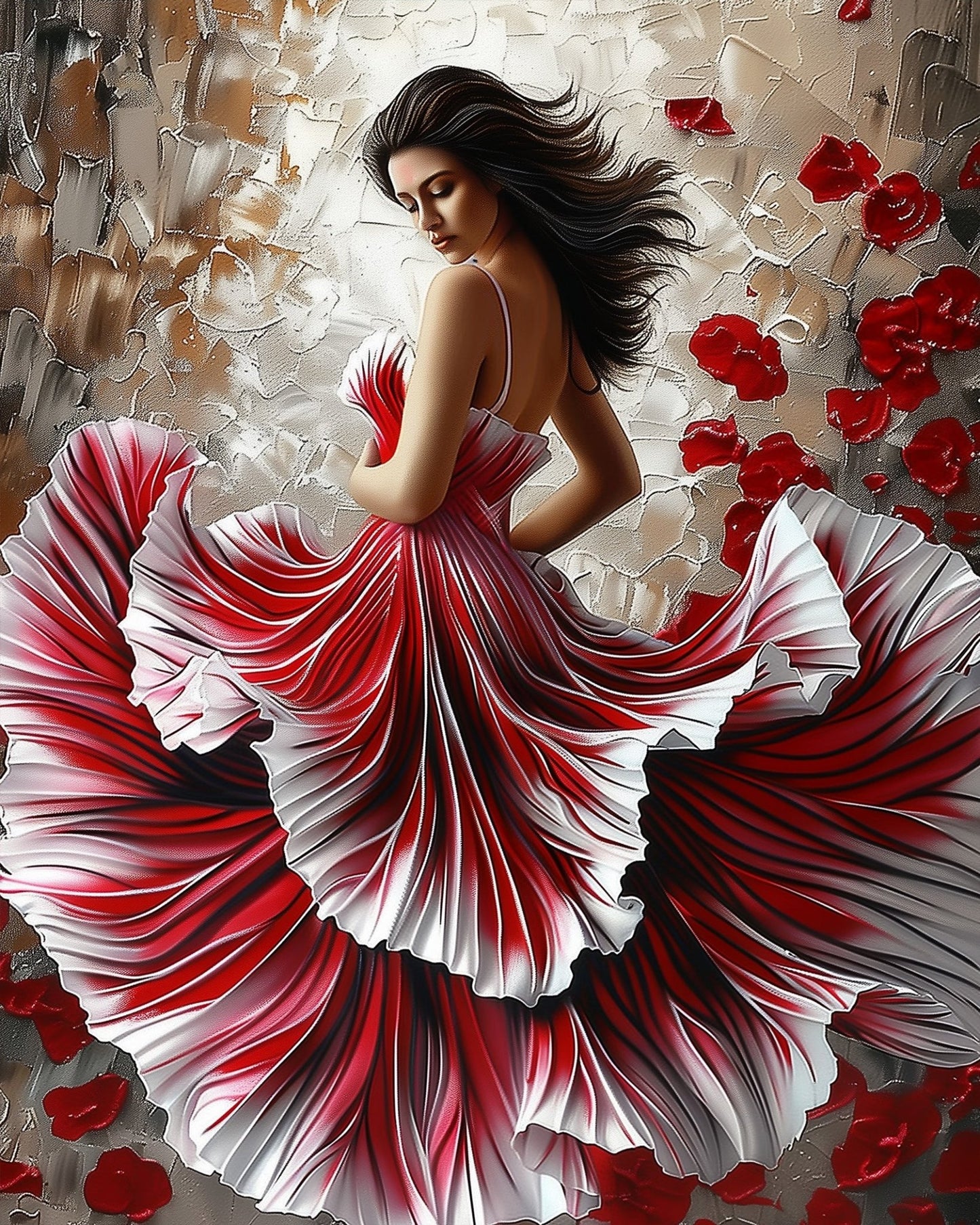 Elegant Red Dress - Floral Women - miicreative
