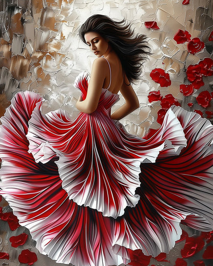 Elegant Red Dress - Floral Women - miicreative