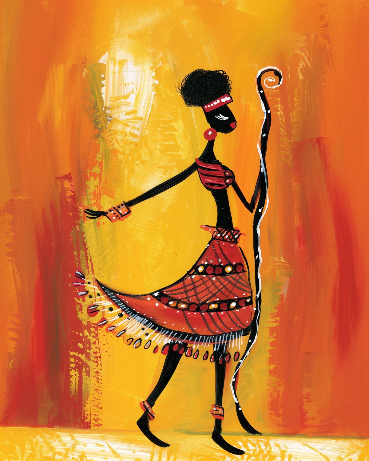 Enchanting African Woman with Magical Staff - miicreative - Paint by Numbers fixed Kit