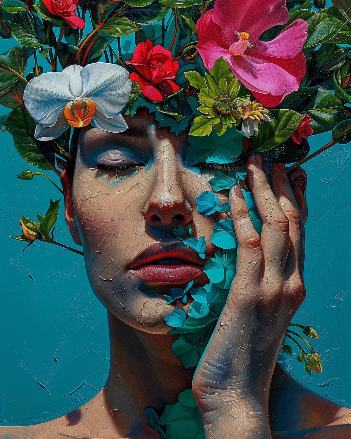 Ethereal Blossom Portrait - Floral Women - miicreative