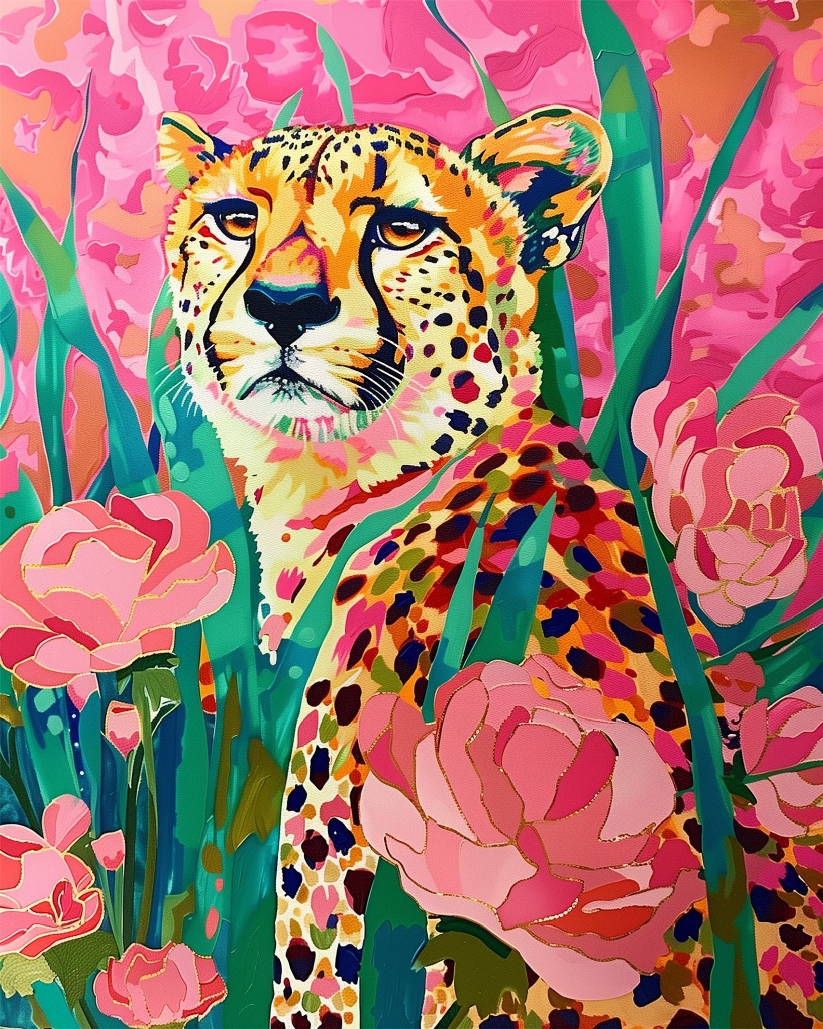 Floral Cheetah - Abstract Animals - miicreative