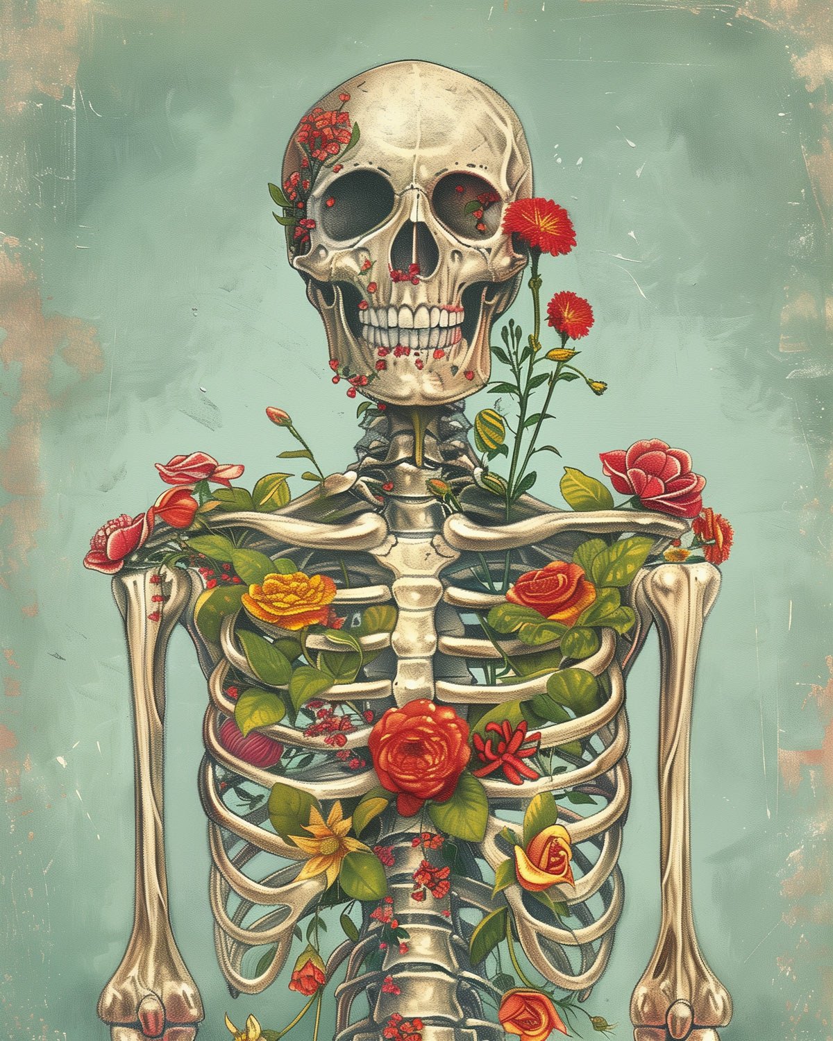 Flowering Remains - Skeleton - miicreative - Paint by Numbers fixed Kit